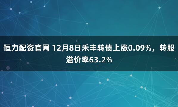 恒力配资官网 12月8日禾丰转债上涨0.09%，转股溢价率63.2%